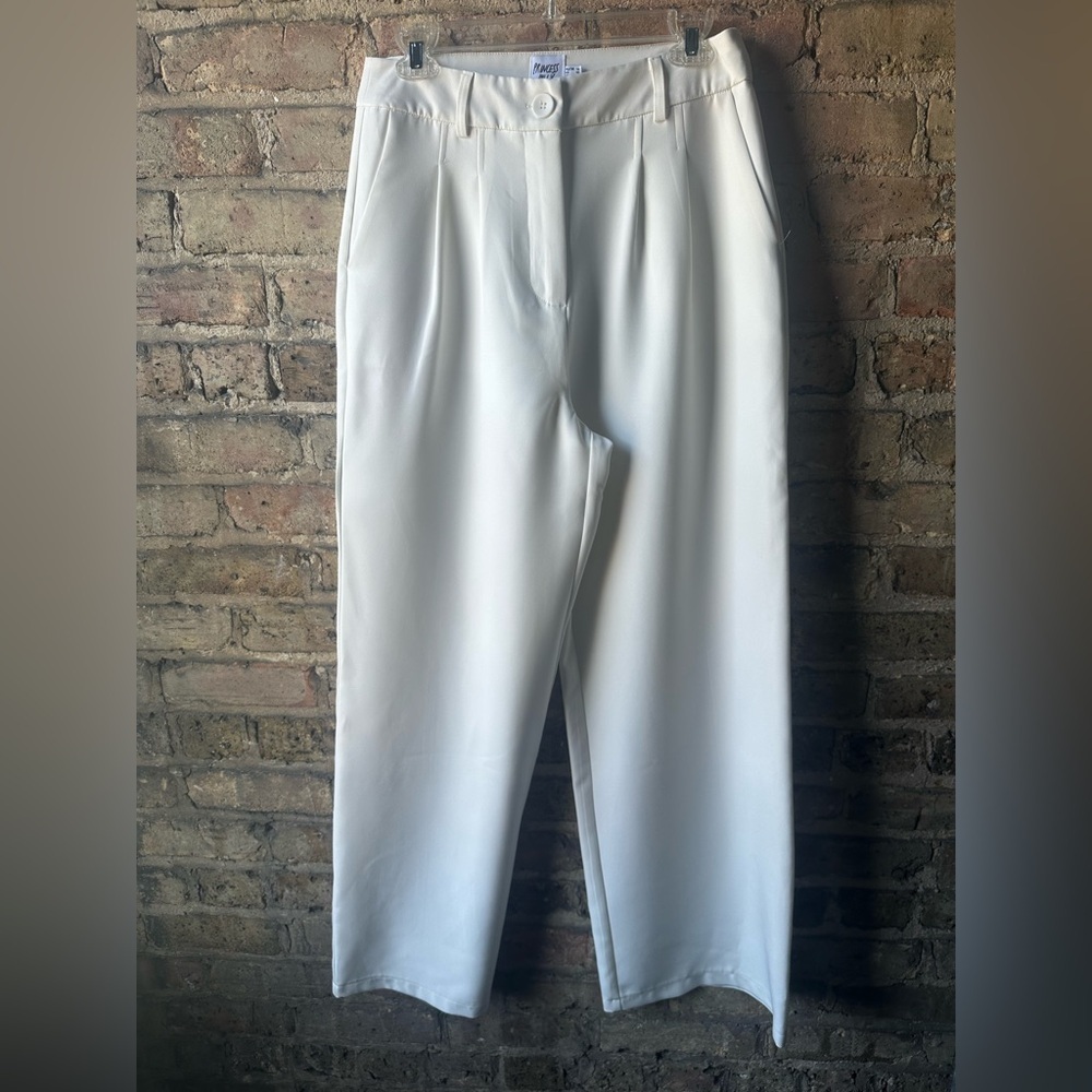 Princess Polly Cream Buttoned Trousers